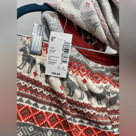 NWT Unisex Adult Matching Family Thermal Reindeer Fairisle Cotton Pajamas - Picture 7 of 9